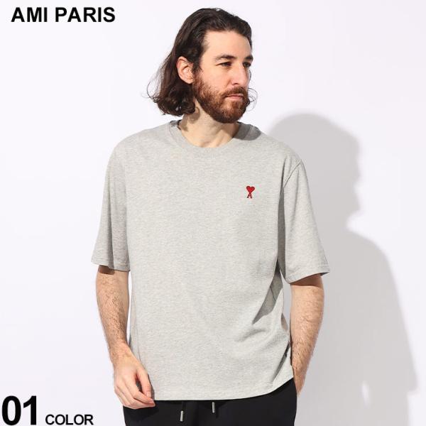 AMI PARIS (アミパリス) オーガニックコットン100％ フロントロゴ 背面刺繍 クルーネッ...