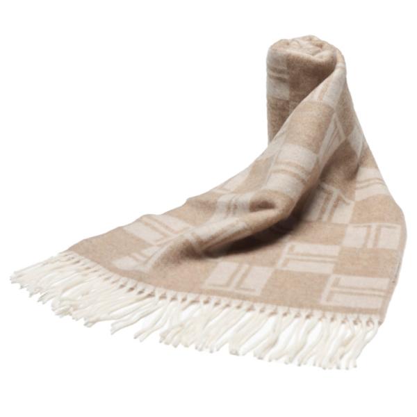 ランバン マフラー メンズ LANVIN カシミヤ混 スクエアチェック フリンジ マフラー LAN3...