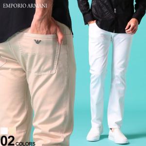 エンポリオ アルマーニ メンズ コットンパンツ EMPORIO ARMANI ストレッチ コットン レギュラーストレート ブランド 白 ベージュ ボトムス EA3H1J451N4ZZ