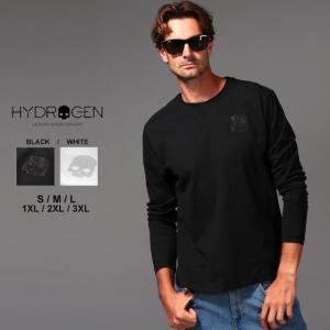 ハイドロゲン メンズ Tシャツ 長袖 HYDROGEN ロンT スカル スタッズ クルーネック STUDS SKULL ブランド トップス ドクロ ラインストーン HY274645｜zen