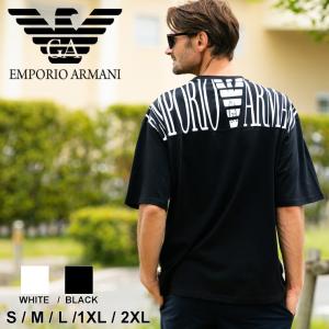 エンポリオアルマーニ メンズ 半袖 Tシャツ EMPORIO ARMANI バックプリント ビッグシルエットロゴ クルーネック ブランド トップス コットン EA2118391P476