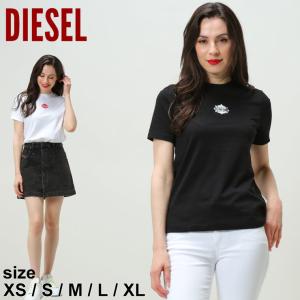 ディーゼル レディース Tシャツ 半袖 DIESEL センターロゴ ワンポイント クルーネック ブランド 大きいサイズ DSLA054250HERA｜zen