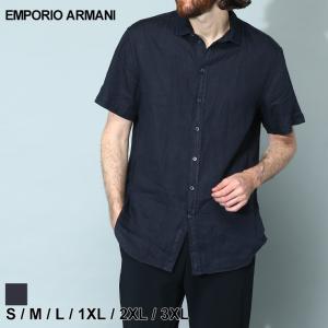 エンポリオ アルマーニ エンポリ EMPORIO ARMANI シャツ 半袖シャツ 半袖 リネンシャツ リネン トップス 麻 メンズ 大きいサイズあり EAD41SMMD10F1