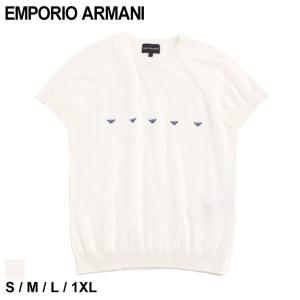 アルマーニ レディース Tシャツ EMPORIO ARMANI エンポリオアルマーニ 半袖 サマーニット ロゴ セーター コットン EAL3R2MTB2M05Z