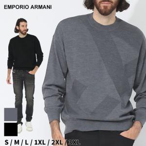 アルマーニ ニット メンズ EMPORIO ARMANI エンポリオアルマーニ セーター ロゴ クルーネック ブランド トップス プルオーバー ウール EA6R1MX41MFVZ 2024_vt｜zen