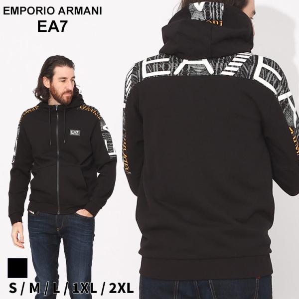 アルマーニ パーカー EMPORIO ARMANI EA7 エンポリオアルマーニ メンズ ロゴ ブラ...