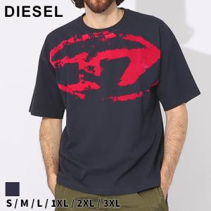 ディーゼル Tシャツ DIESEL メンズ カットソー 半袖 ロゴ プリント 紺 ネイビー ブランド トップス DSA130490DQAU｜ゼンオンライン