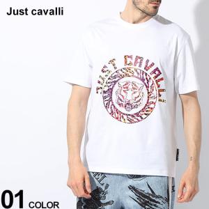 ジャスト カヴァリ Tシャツ Just cavalli メンズ カットソー 半袖 タイガーエンブレム シャツ JC76OAHC17｜zen