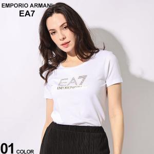 EMPORIO ARMANI EA7 (エンポリオ アルマーニ) ラインストーンロゴ クルーネック 半袖 Tシャツ EA7L8NTT67TJDQZ
