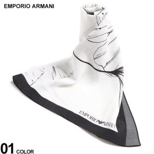 EMPORIO ARMANI (エンポリオ アルマーニ) モノトーン花柄 ブランドロゴ スカーフ EA6253334R347｜zen