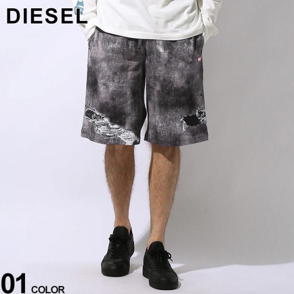 DIESEL (ディーゼル) トロンプイユプリント ウエストコード バックポケット ショートパンツ ...