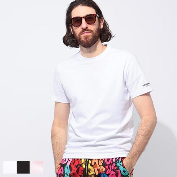 ディースクエアード DSQUARED2 袖ワンポイントロゴプリント クルーネック パック 半袖 Tシ...