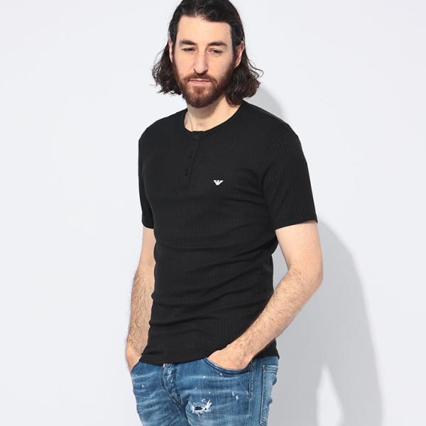 エンポリオアルマーニ EMPORIO ARMANI 半袖 Tシャツ メンズ ロゴ リブ ヘンリーネッ...