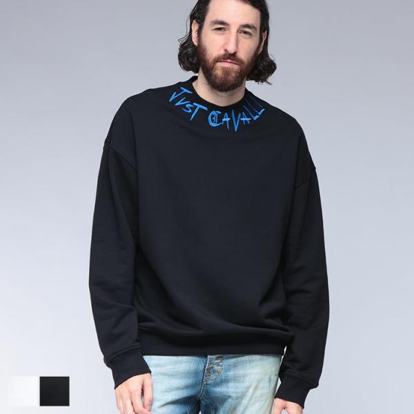 ジャスト カヴァリ メンズ Just cavalli ネックロゴ刺繍 スウェット トレーナー JC7...