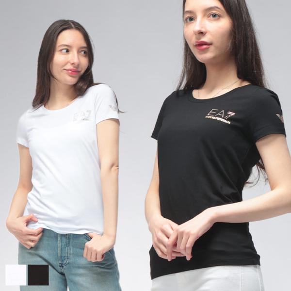 エンポリオアルマーニ Tシャツ レディース EMPORIO ARMANI ロゴ ゴールド クルーネッ...