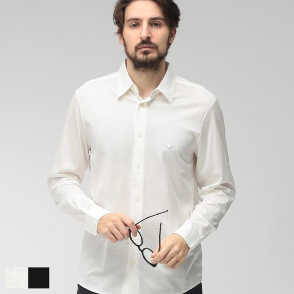 エンポリオアルマーニ EMPORIO ARMANI メンズ シャツ 長袖 ワンポイント ジャージー ...