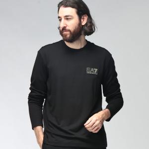 エンポリオアルマーニ メンズ Tシャツ EMPORIO ARMANI 長袖 ロゴラベル クルーネック カットソー EA7M2240AF13739 ブランド トップス ロンT スポーツ シンプル