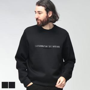 エンポリオアルマーニ メンズ トレーナー EMPORIO ARMANI 長袖 フロントロゴ クルーネック プルオーバー EAEM7352AF10013 ブランド トップス プリント 秋 冬