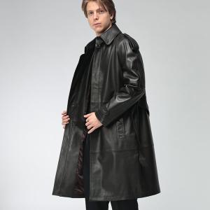 エンポリオアルマーニ EMPORIO ARMANI メンズ トレンチコート ラムレザー シングルボタン ウエストベルト ロング EAEM7436AF29267
