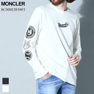 モンクレール MONCLER 長袖 Tシャツ カットソー ロンT ロンティー 袖プリント ロゴ ロゴT メンズ トップス オーバーサイズ 黒 白 MC8D000018390T P10