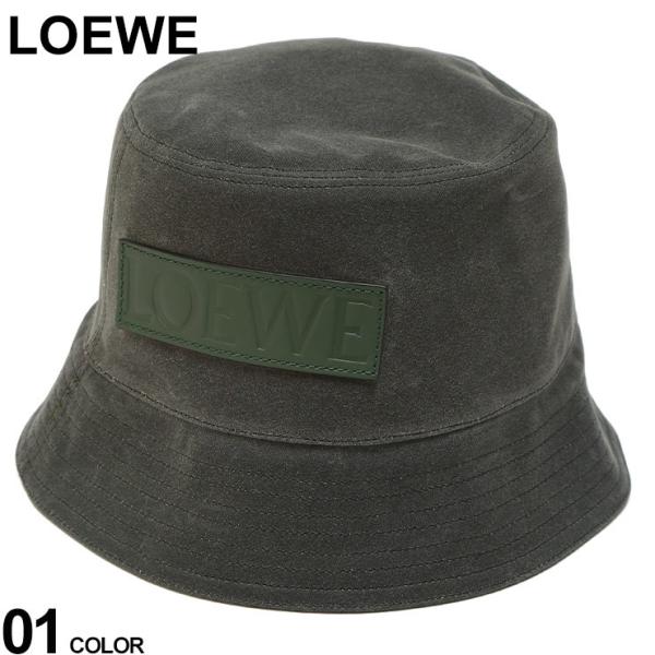 LOEWE (ロエベ) ワックスドキャンバス＆カーフ バケットハット WAXED CANVAS LE...