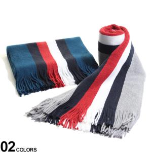 トミーヒルフィガー メンズ マフラー TOMMY HILFIGER ライン フリンジ ニットマフラー ブランド アクリルニット レディース TM1CT3359｜zen