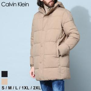 カルバンクライン メンズ 中綿ジャケット Calvin Klein ブランド コート アウター フード 黒 ロング ロゴ 中綿 大きいサイズ CKCM255696｜zen
