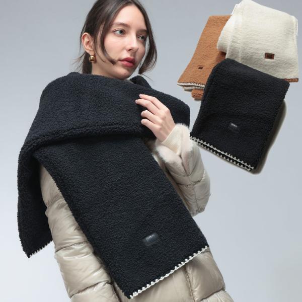 アグ マフラー レディース UGG ロゴ ボア マフラー fluff Scalloped Scarf...