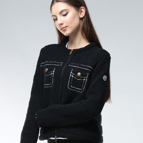 モンクレール ダウン アウター MONCLER レディース バックダウン フルジップ ノーカラー ニ...