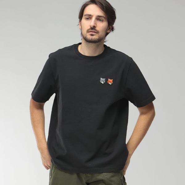 メゾンキツネ Maison Kitsune メンズ Tシャツ 半袖 ワンポイント クルーネック カッ...