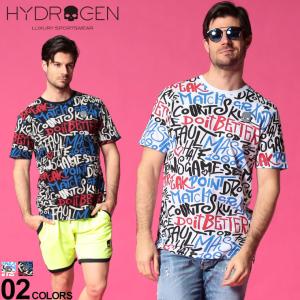 ハイドロゲン メンズ Tシャツ HYDROGEN グラフィック 総柄 プリント クルーネック 半袖 NEWGRAPHIC ブランド トップス コットン HYT00422｜zen