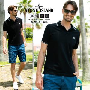 ストーンアイランド メンズ ポロシャツ STONE ISLAND ロゴ ライン 半袖