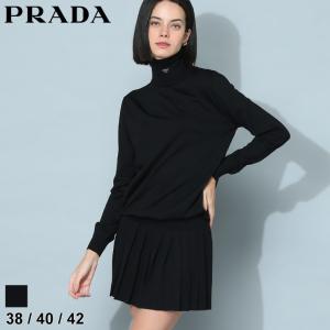 プラダ レディース ニット PRADA ブランド ワンピース トップス ニットワンピ プリーツ ロゴ 長袖 PRL23895｜zen