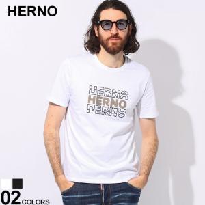 HERNO (ヘルノ) グラデーションロゴ クルーネック 半袖 Tシャツ HRJG000195U｜zen