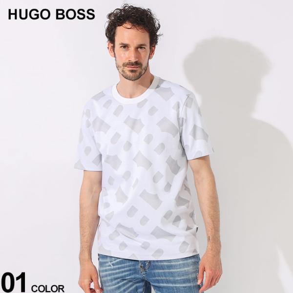 HUGO BOSS (ヒューゴボス) モノグラム 総柄 クルーネック 半袖 Tシャツ HB50541...