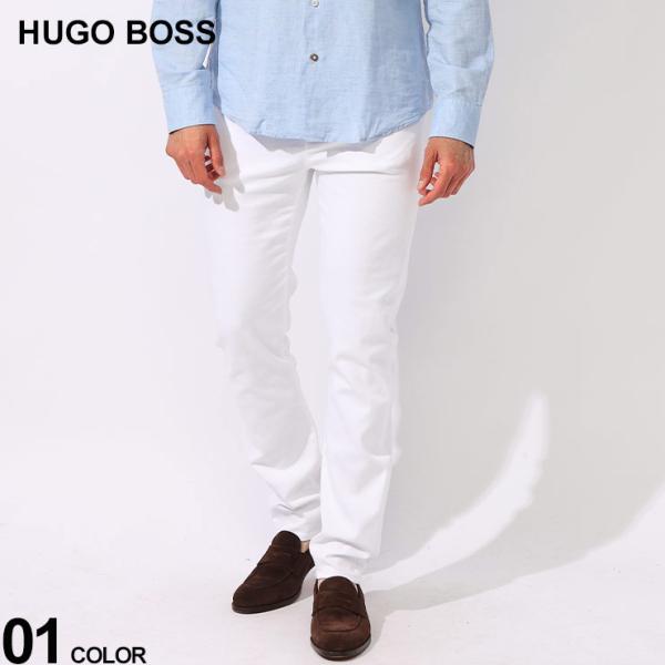 HUGO BOSS (ヒューゴボス) カシミヤタッチ 無地 ジップフライ ホワイトデニム SLIMF...