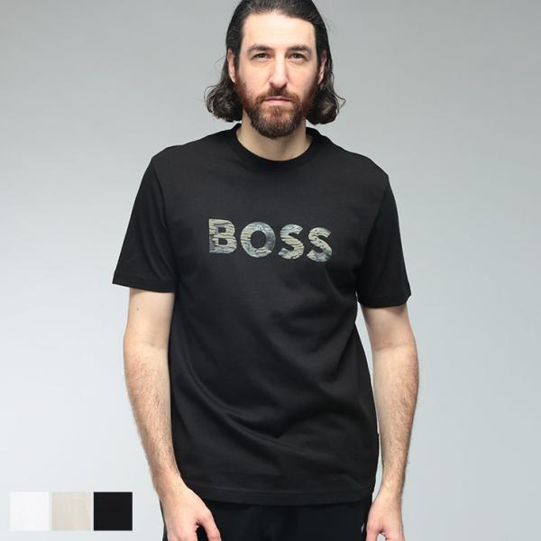 ヒューゴボス メンズ Tシャツ 半袖 HUGO BOSS ロゴ プリント クルーネック カットソー ...