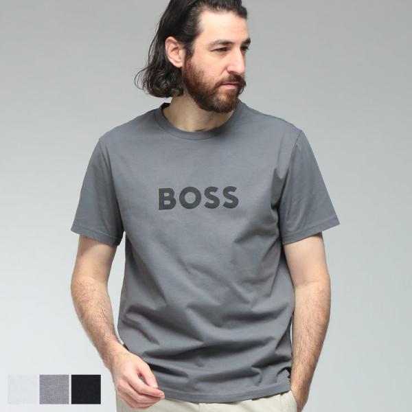 ヒューゴボス メンズ Tシャツ 半袖 HUGO BOSS ロゴ プリント コットン クルーネック カ...