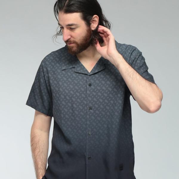 ヒューゴボス メンズ シャツ 半袖 HUGO BOSS ロゴ グラデーション BBモノグラム オープ...