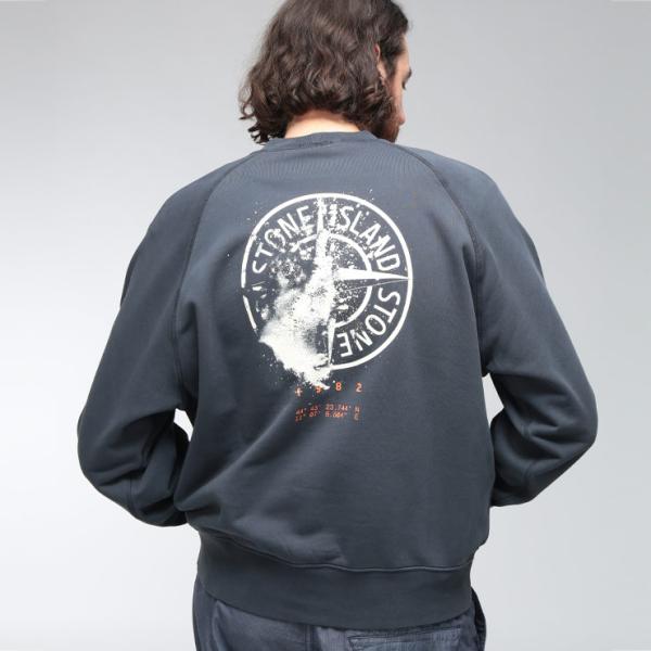 ストーンアイランド メンズ トレーナー STONE ISLAND 裏毛 ロゴ コンパスバックプリント...