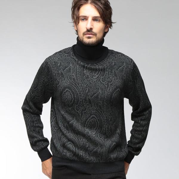 エトロ ETRO メンズ ニット 長袖 ペイズリー柄 ウール混 タートルネック セーター  MRKF...