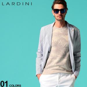 ラルディーニ メンズ ジャケット LARDINI ストライプ シアサッカー シングル シャツジャケット 2B ブランド サマージャケット 2ツ釦 コットン LDAMAEIC1189