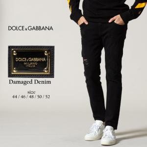 ドルチェ&ガッバーナ メンズ DOLCE&GABBANA ドルガバ ダメージ ロゴ プレート ジップフライ ジーンズ ブランド ボトムス ブラックデニム DGGYC4LDG8EH7｜zen