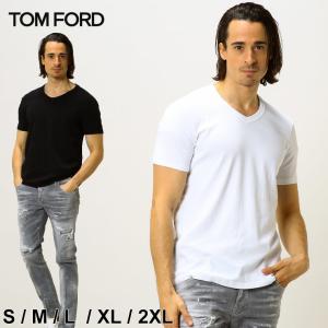 トム フォード メンズ Tシャツ アンダー 半袖 TOM FORD 無地 裾 ロゴ Vネック アンダーTシャツ ブランド TFT4M091040｜zen