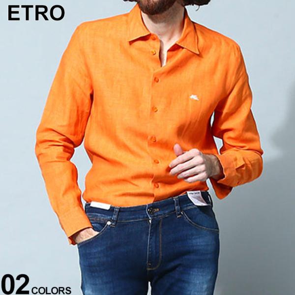 エトロ シャツ リネンシャツ メンズ 長袖 ブランド シンプル 麻100％ 大きいサイズあり ET2...