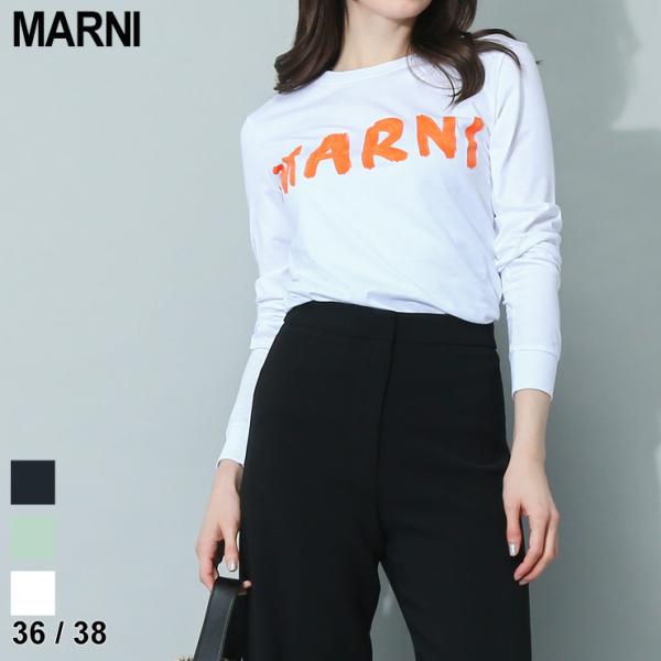 マルニ MARNI Tシャツ 長袖 レディース ロンT ロゴ プリント クルーネック ブランド トッ...