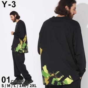 Y-3 ワイスリー Tシャツ 長袖 メンズ ロンT ブラッシュプリント ロゴ GFX LS TEE ...