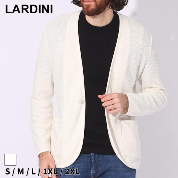 LARDINI (ラルディーニ) コットン ノーカラー 1つボタン ニットジャケット LDLJM83...