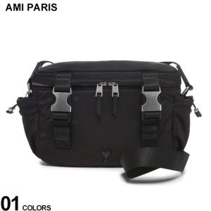 AMI PARIS (アミパリス) 撥水ナイロンキャンバス ワンポイトロゴ ストラップ付 メッセンジャーバッグ AMULL183AW0021｜zen