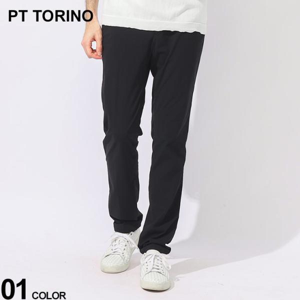 PT TORINO (ピーティートリノ) ストレッチ 無地 ノータック ロングパンツ SLIMFIT...